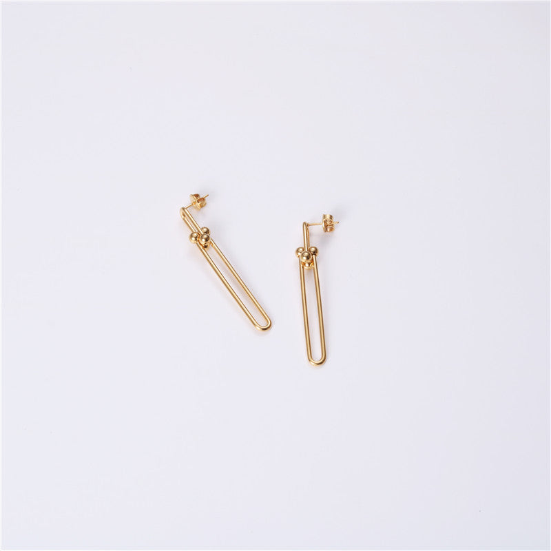 Golden chain stainless steel earrings