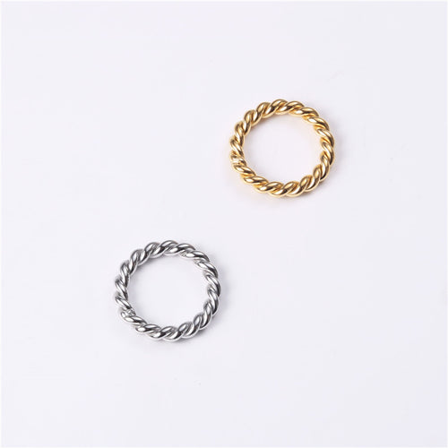 Golden steel-colored stainless steel twist ring
