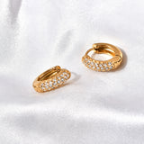 Stainless steel gold semi-circular earrings with zirconium earrings