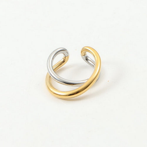 Stainless steel two-color spliced open ring