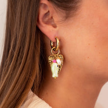 Load image into Gallery viewer, Stainless steel pearl heart-shaped small fish pendant earrings