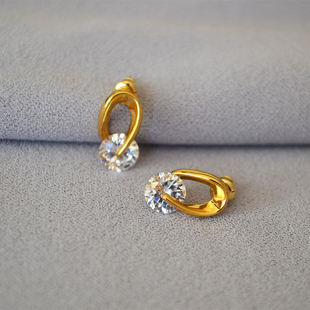 925 silver needle white zircon copper stud earrings