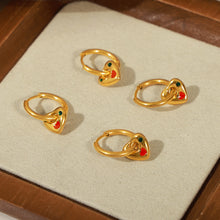 Load image into Gallery viewer, Stainless steel oil-dropped zirconium heart-shaped pendant earrings