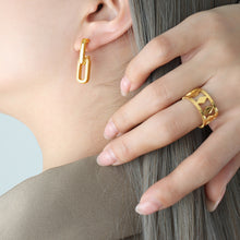 Load image into Gallery viewer, Stainless steel gold-plated geometric square-framed texture earrings