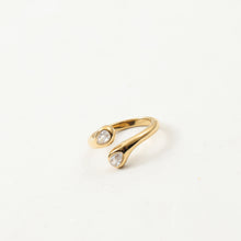 Load image into Gallery viewer, 18K gold stainless steel teardrop zircon open ring