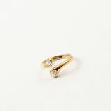 18K gold stainless steel teardrop zircon open ring