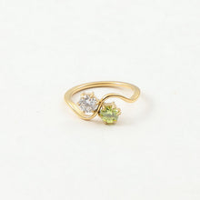 Load image into Gallery viewer, White zircon and green zircon double-piece ring