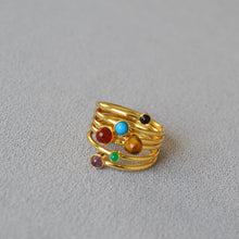 Load image into Gallery viewer, A multi-layer wound line inlaid natural stone brass gold-plated ring