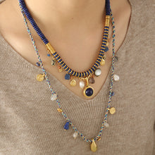 Load image into Gallery viewer, Lapis lazuli necklace, sweater chain