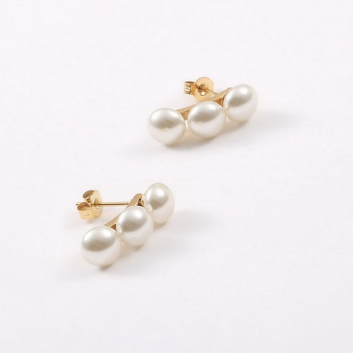 18K gold stainless steel pearl earrings