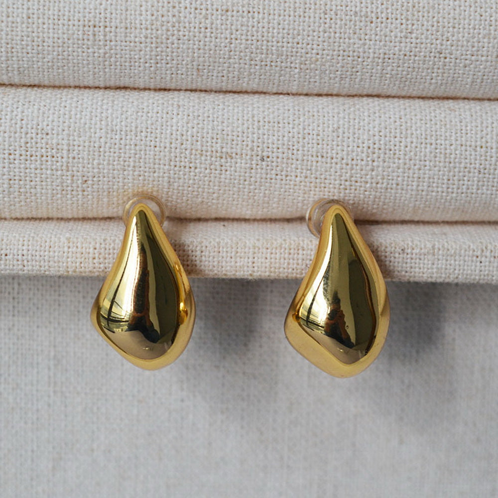 Brass gold-plated 925 silver needle irregular teardrop earrings