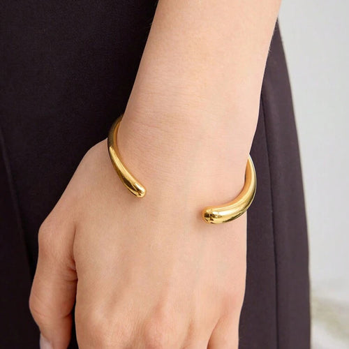 Golden 18K stainless steel open bracelet