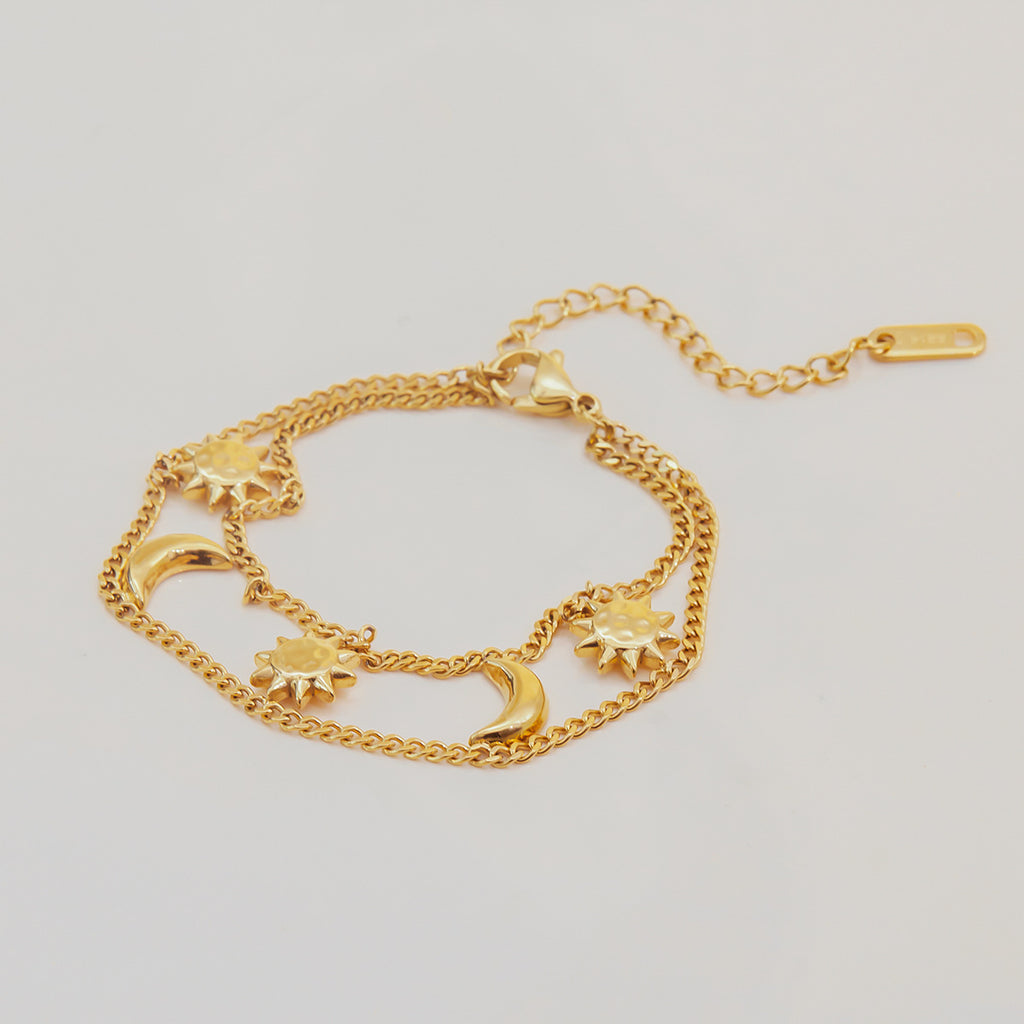 18K gold stainless steel Sun and Moon bracelet