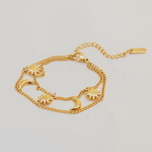Load image into Gallery viewer, 18K gold stainless steel Sun and Moon bracelet