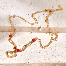 Load image into Gallery viewer, 18K gold stainless steel chain spliced heart-shaped pendant necklace