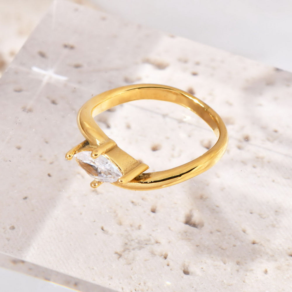 Stainless steel zirconium-encrusted ring