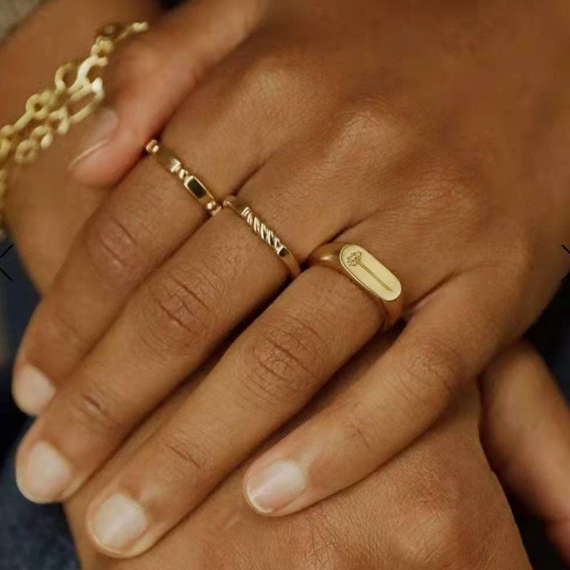 18K gold titanium steel Daisy ring