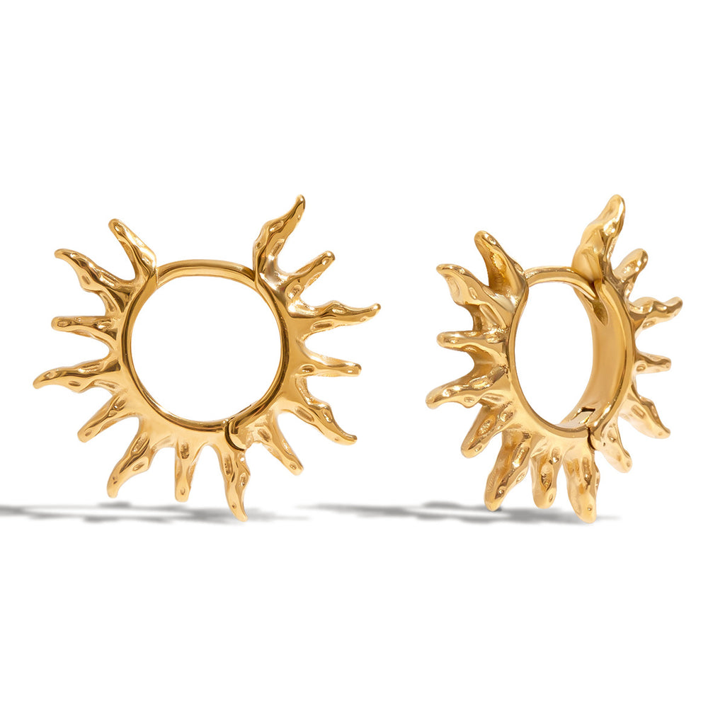 18K gold stainless steel sun earrings