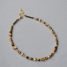 Load image into Gallery viewer, Tiger&#39;s eye stone bead necklace