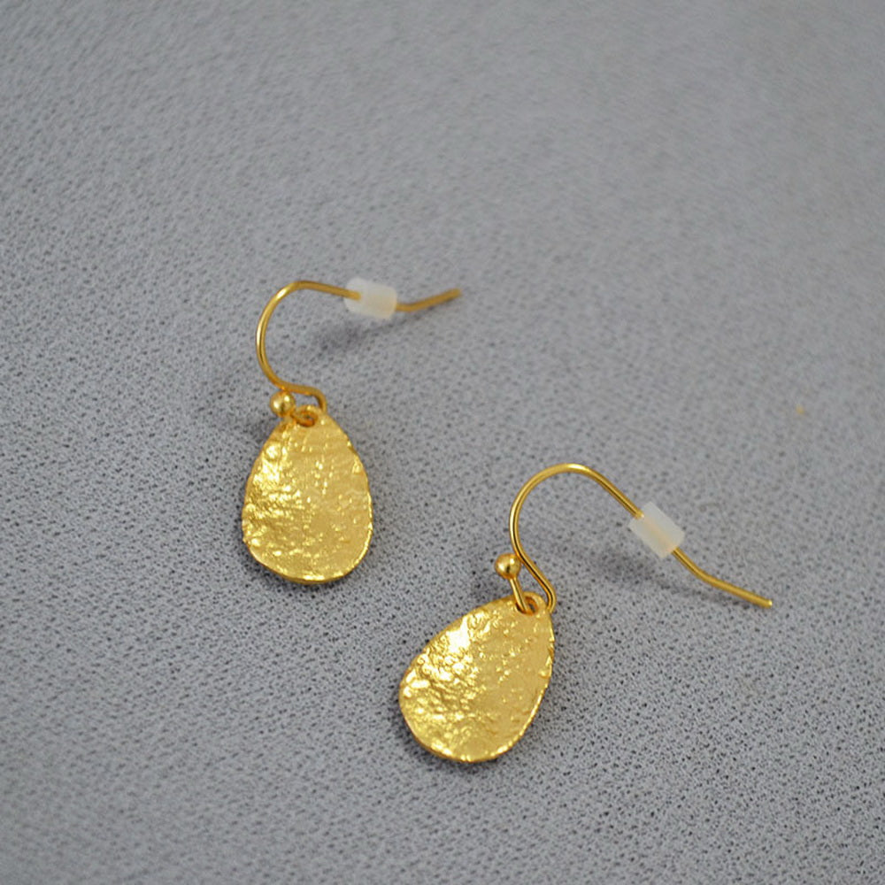 Brass gold-plated golden leaf teardrop leaf earrings