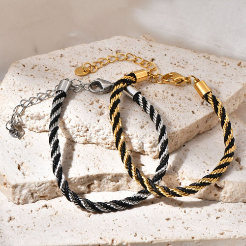 Twisted double-color stainless steel bracelet