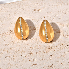 Load image into Gallery viewer, Stainless steel teardrop-shaped slightly set zircon stud earrings