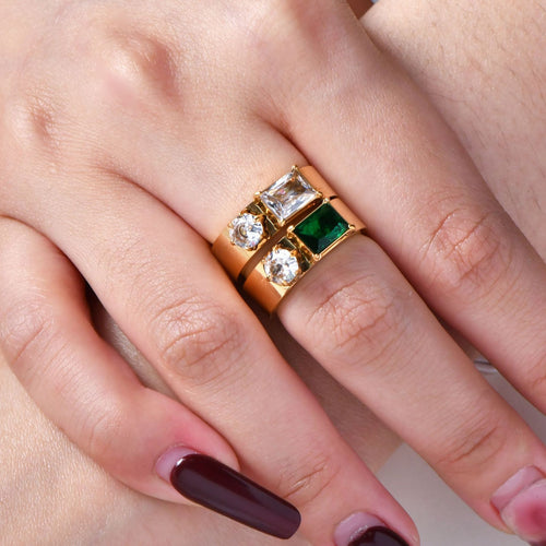 Zirconium-encrusted stainless steel ring