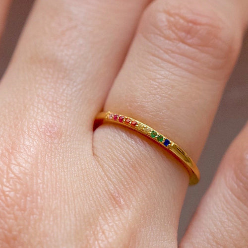 18K gold stainless steel ring with zirconium fine ring