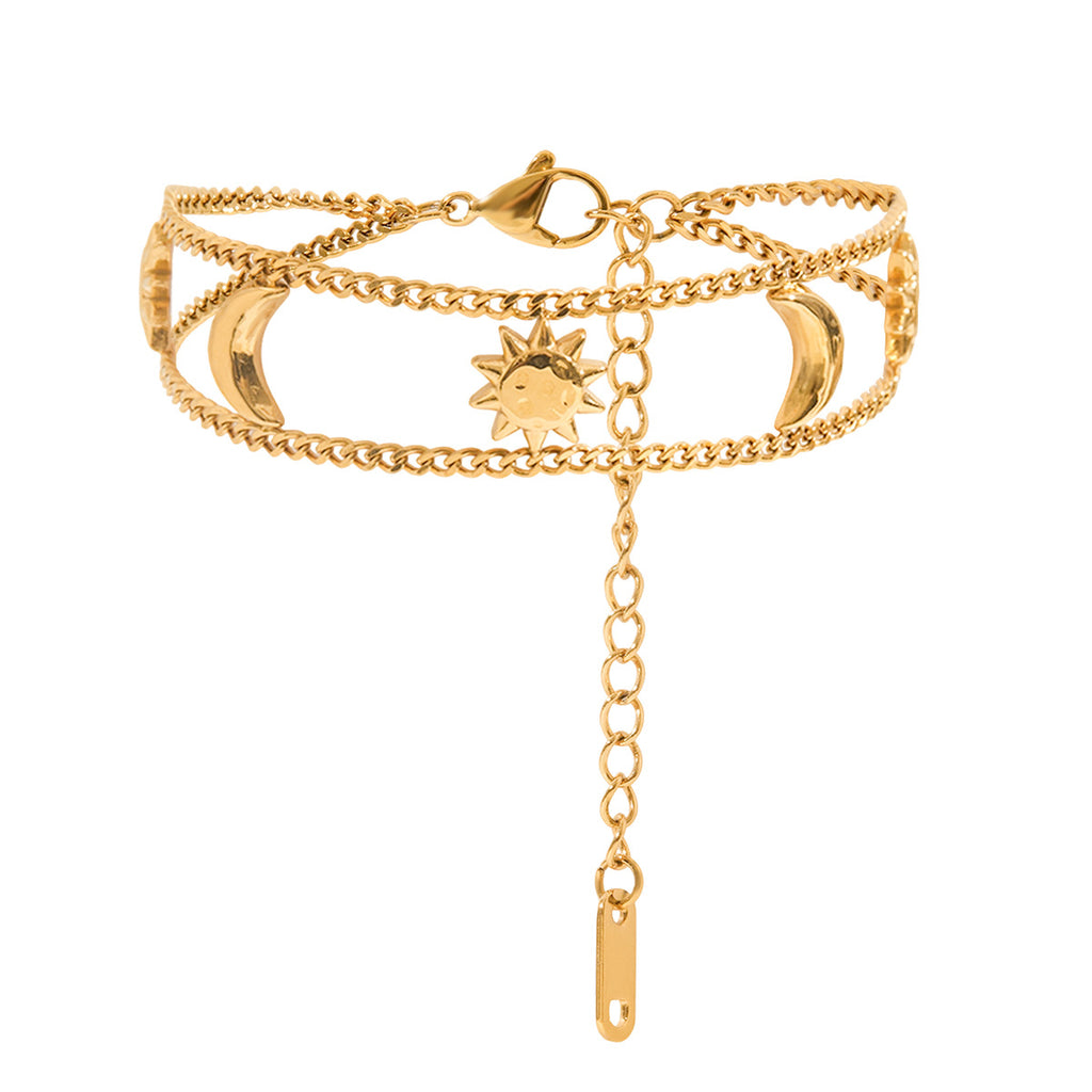 18K gold stainless steel Sun and Moon bracelet