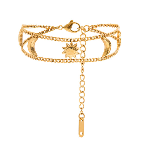 18K gold stainless steel Sun and Moon bracelet