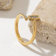 Load image into Gallery viewer, Stainless steel slightly set zircon T-shaped opening ring