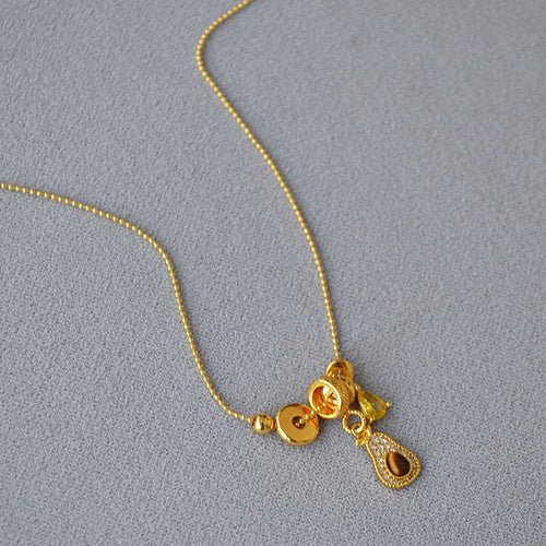 Tiger's eye avocado pendant necklace