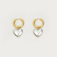 Load image into Gallery viewer, 18K gold stainless steel heart-shaped earrings