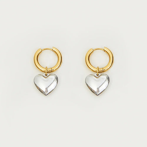 18K gold stainless steel heart-shaped earrings