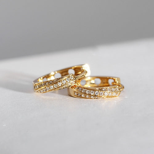 18K gold copper micro-inlaid zircon earring earrings