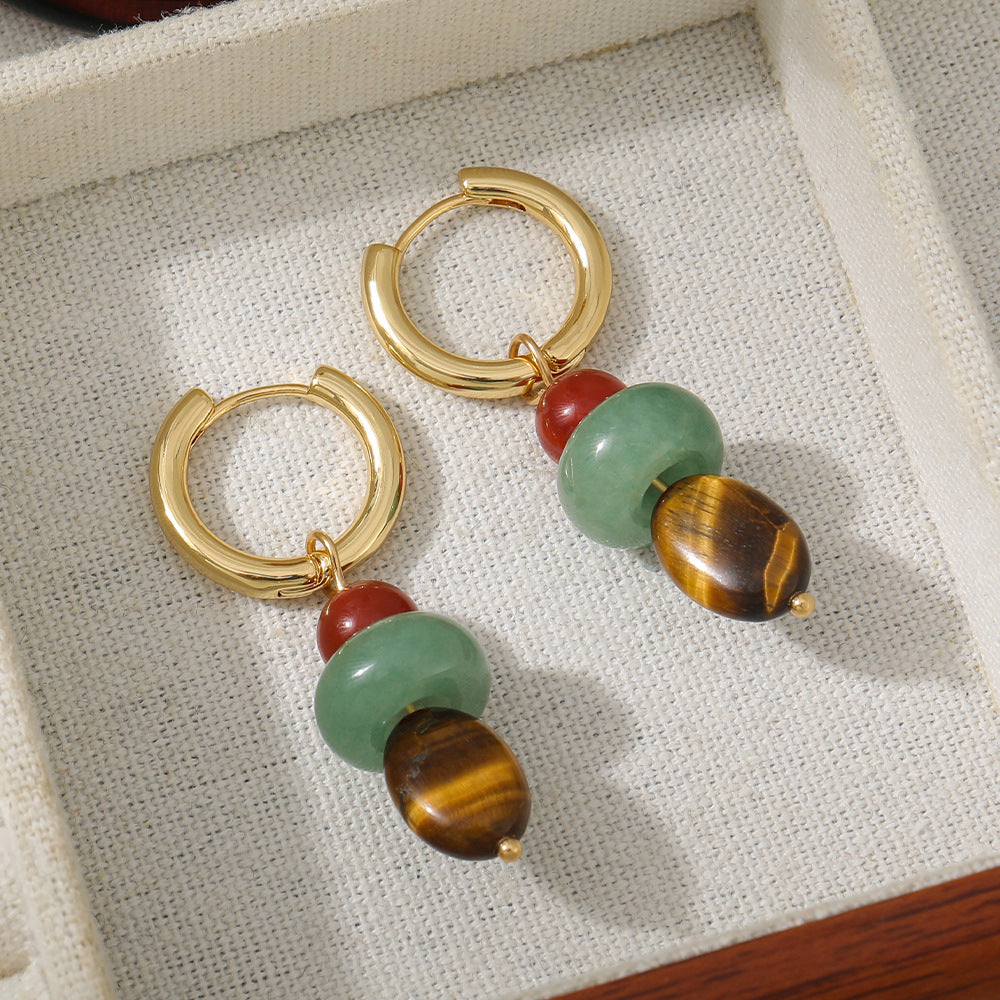 Colored natural stone beaded earrings
