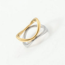 Load image into Gallery viewer, 18K gold stainless steel curved two-color ring