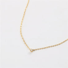 Load image into Gallery viewer, 18K gold single diamond pendant collarbone chain necklace