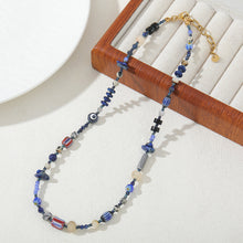 Load image into Gallery viewer, Lapis lazuli blue beaded necklace