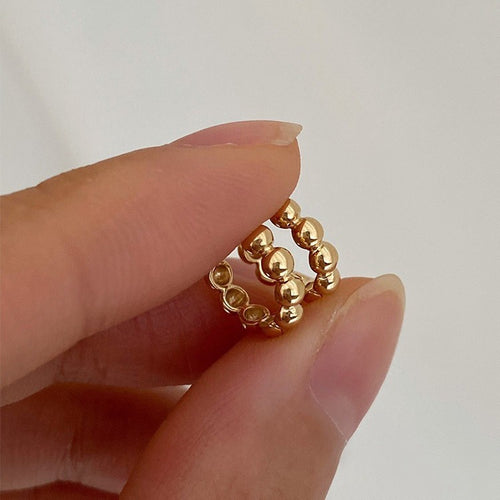 18K gold and copper material bead small ear buckle