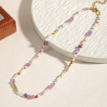 Load image into Gallery viewer, Purple natural stone beaded necklace