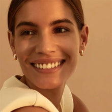 Load image into Gallery viewer, White zircon full-diamond hollowed-out round mini copper ear buckles