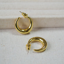 Load image into Gallery viewer, Brass gold-plated smooth crescent-shaped 925 silver needle earrings