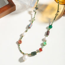 Load image into Gallery viewer, Natural stone freshwater pearl pendant, hand-beaded necklace