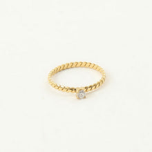 Load image into Gallery viewer, 18K gold flat twisted fine diamond ring