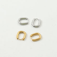 Load image into Gallery viewer, Oval smooth titanium steel plain ring earrings
