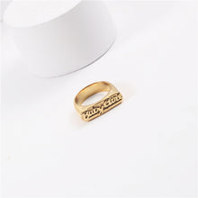 Load image into Gallery viewer, Letter golden stainless steel ring