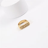 Letter golden stainless steel ring