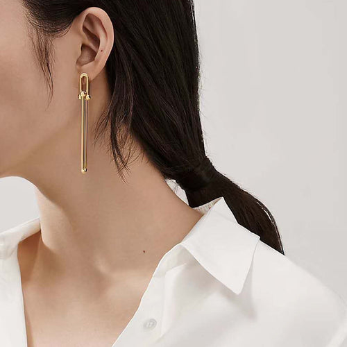 Golden chain stainless steel earrings