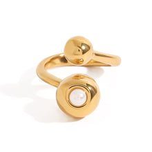 Load image into Gallery viewer, 18K gold stainless steel pearl irregular opening ring